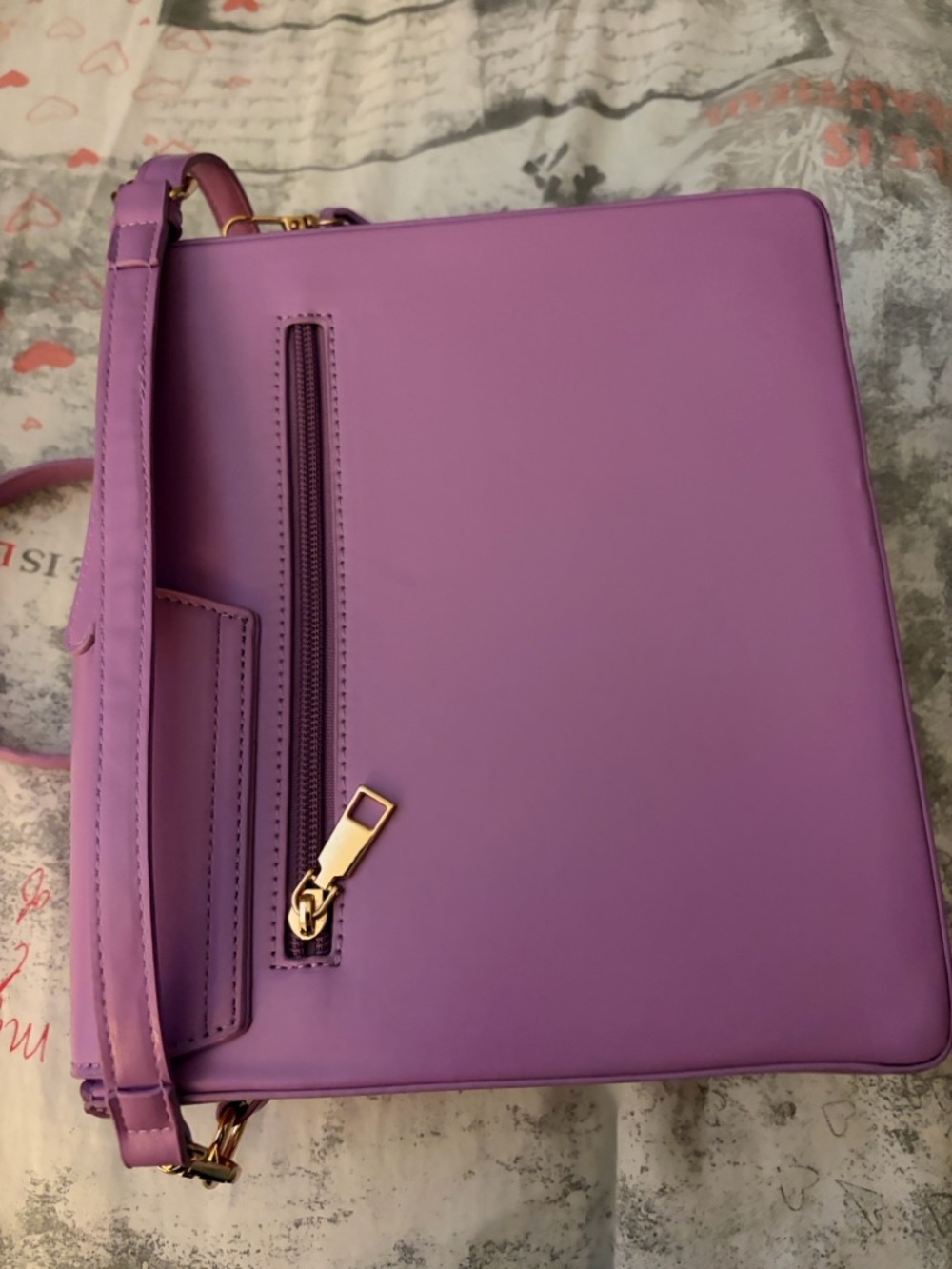Purple Crossbody Bag with Gold Hardware - Women